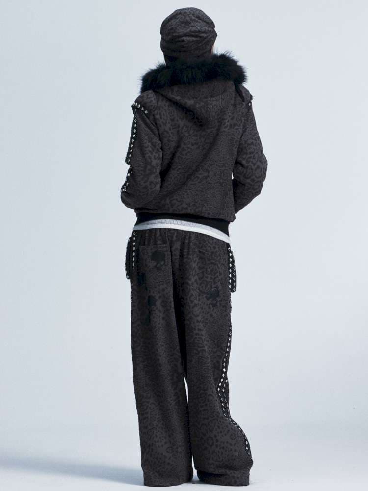 Leopard Print Plush Hooded Slacks Set - view 3