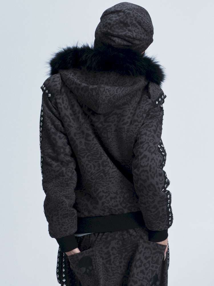 Leopard Print Plush Hooded Slacks Set - view 5