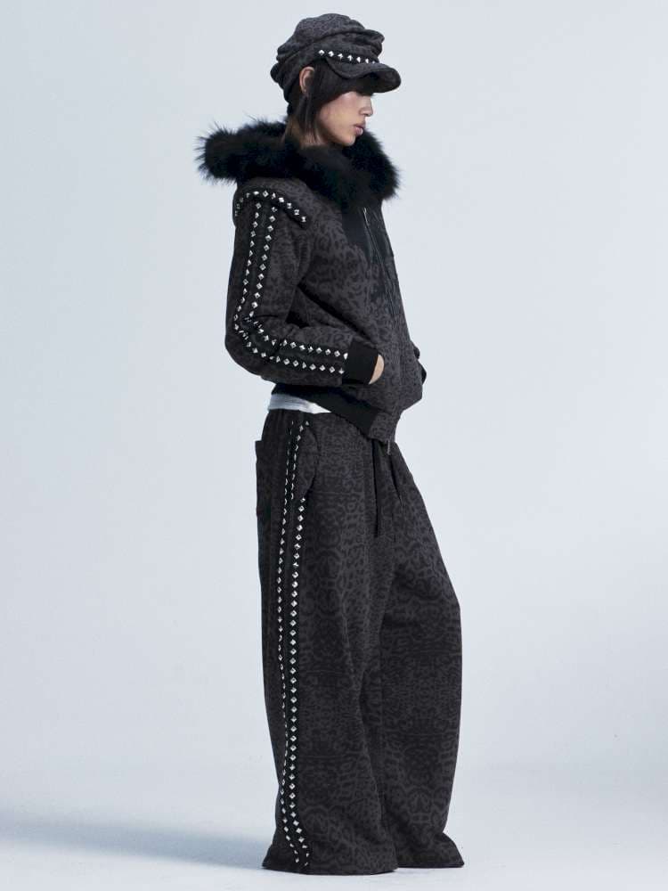 Leopard Print Plush Hooded Slacks Set - view 8