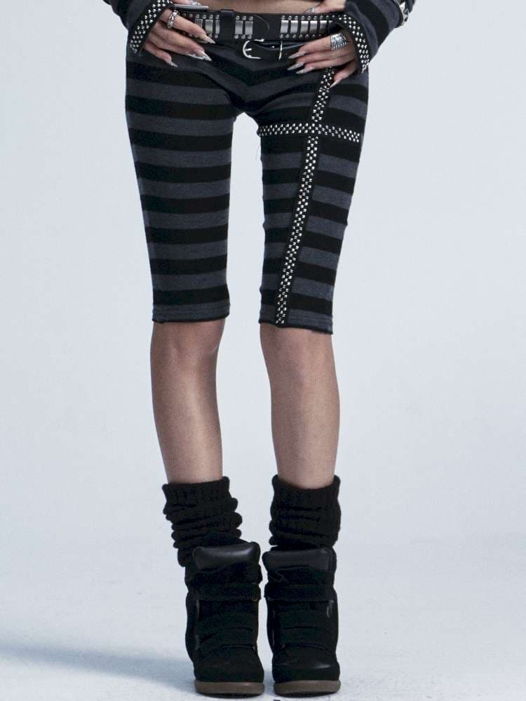 Black Gray Striped Stud Top Set - view 3