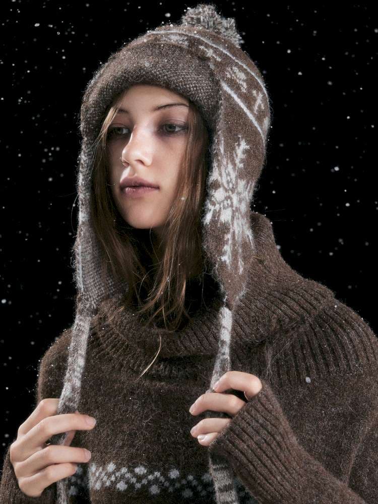 Striped Snowflake Ear Protection Beanie - view 2