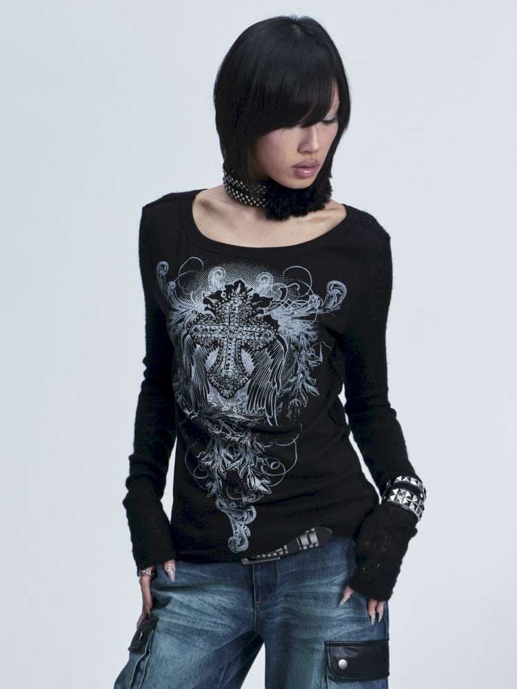 Two Tone Stretch Cross Rivet Top - view 2