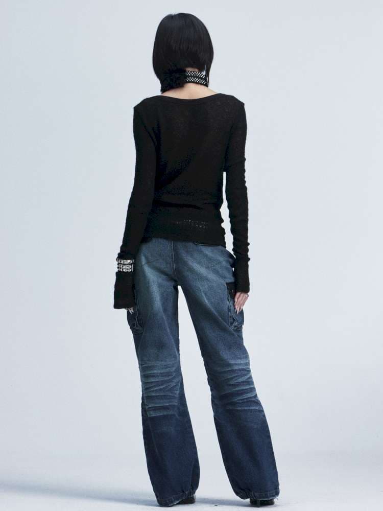 Two Tone Stretch Cross Rivet Top - view 8