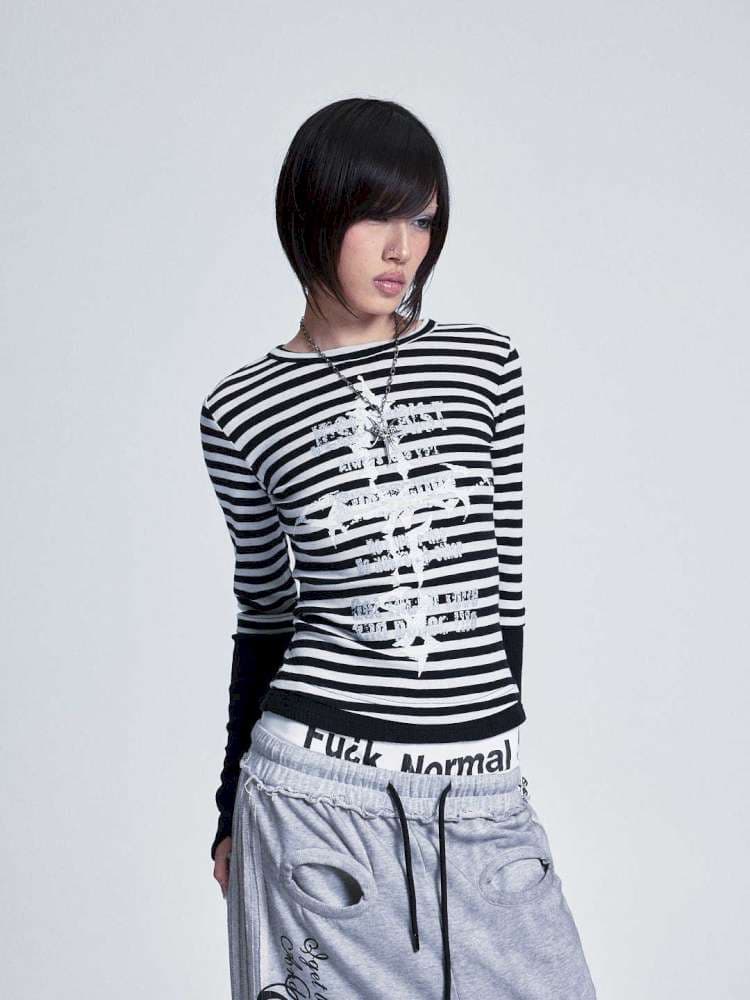 Striped Cross Rivet Stacked Top - view 1