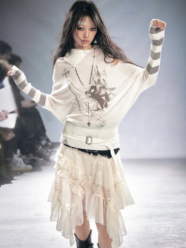 Ripped Stripe Print Wool Knitwear - view 2