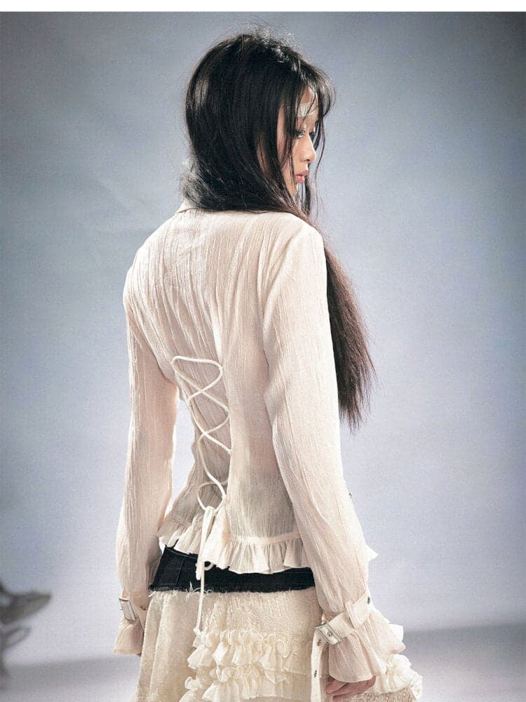 Gothic Pleated Ruffled Slim Shirt - view 8