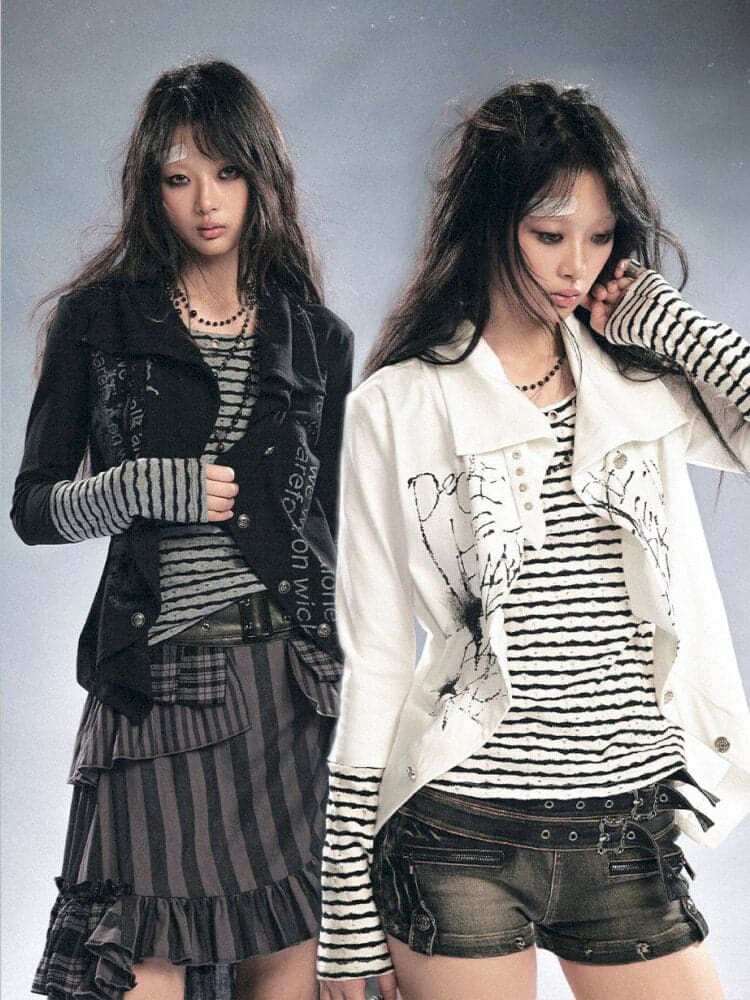 Layered Patchwork Striped Cardigan - view 1
