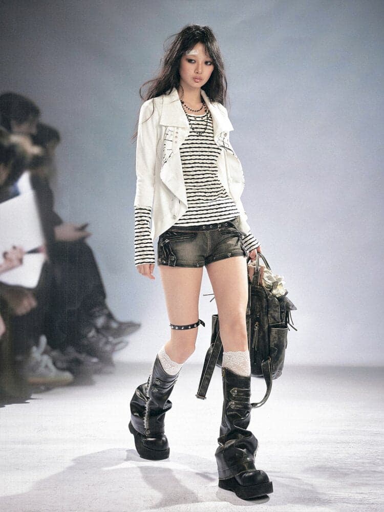 Layered Patchwork Striped Cardigan - view 4