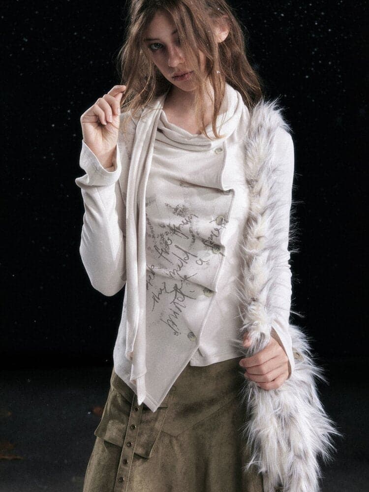 Mottled Graffiti Pleated Knit Top - view 4
