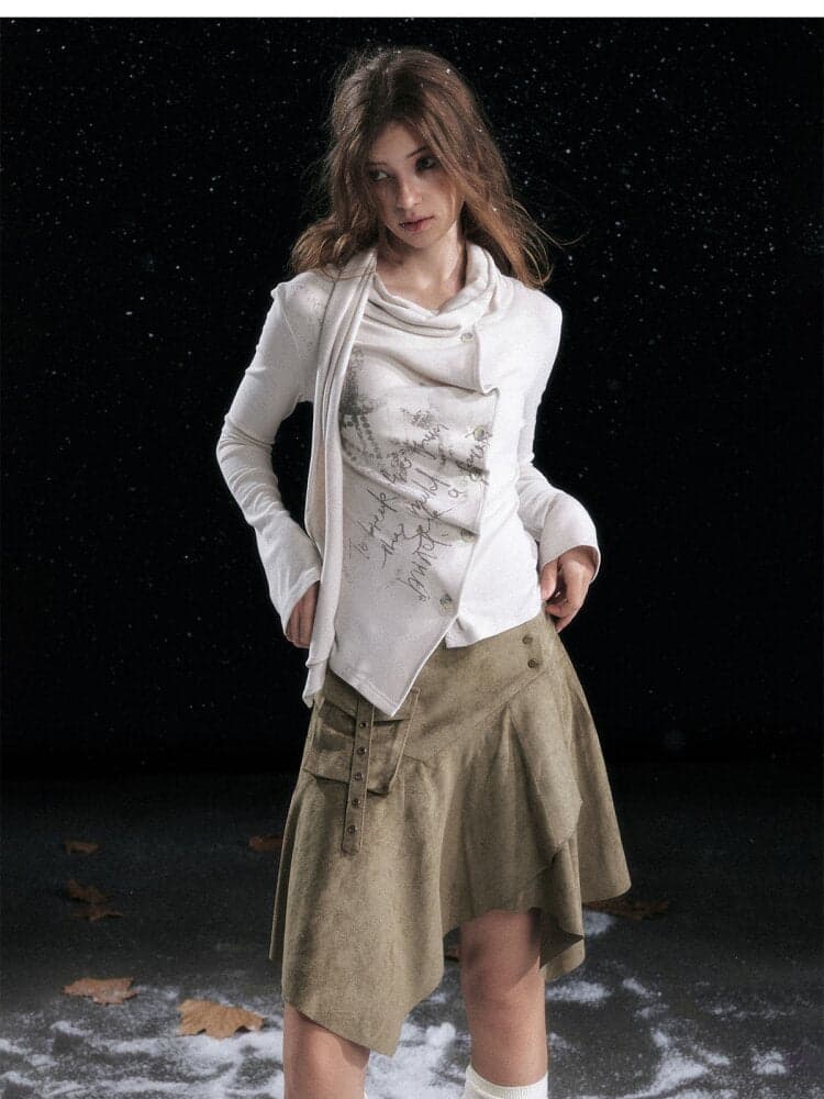 Mottled Graffiti Pleated Knit Top - view 5