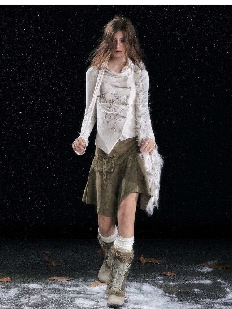 Mottled Graffiti Pleated Knit Top - view 6