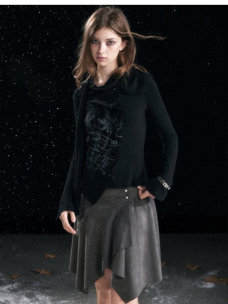 Mottled Graffiti Pleated Knit Top - view 8