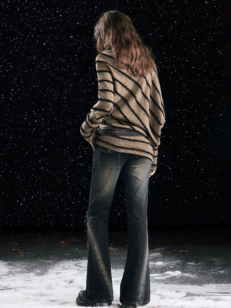 Twill Stripe Braided Wool Sweater - view 4