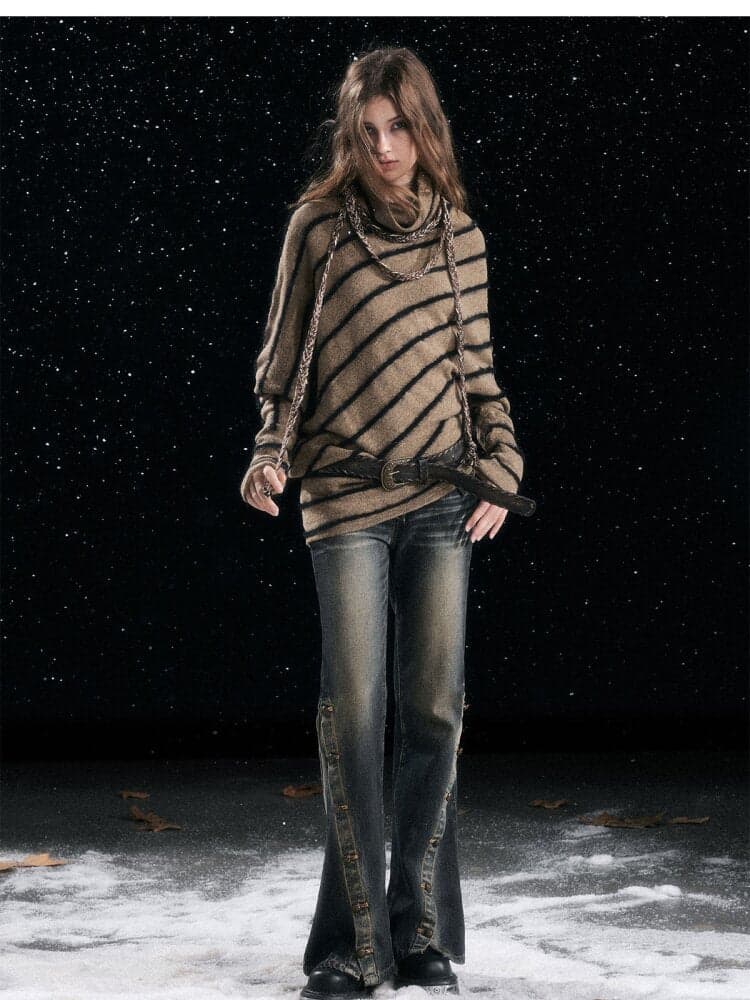 Twill Stripe Braided Wool Sweater - view 7