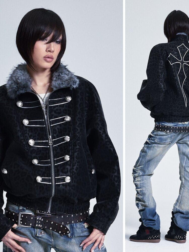 Soft PU Leopard Print Zip Jacket - view 1