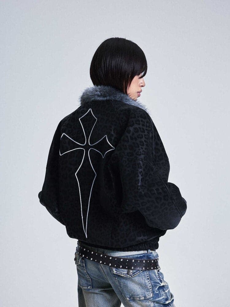Soft PU Leopard Print Zip Jacket - view 4