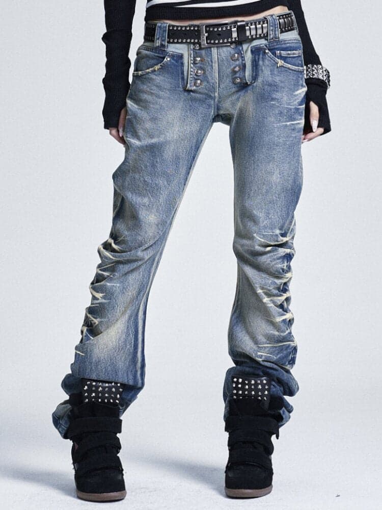 Washed Heavy Work Scimitar Jeans - view 1