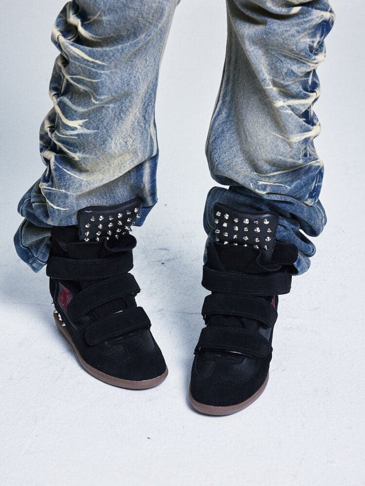 Cowhide Embroidered Wedge Sneakers - view 2