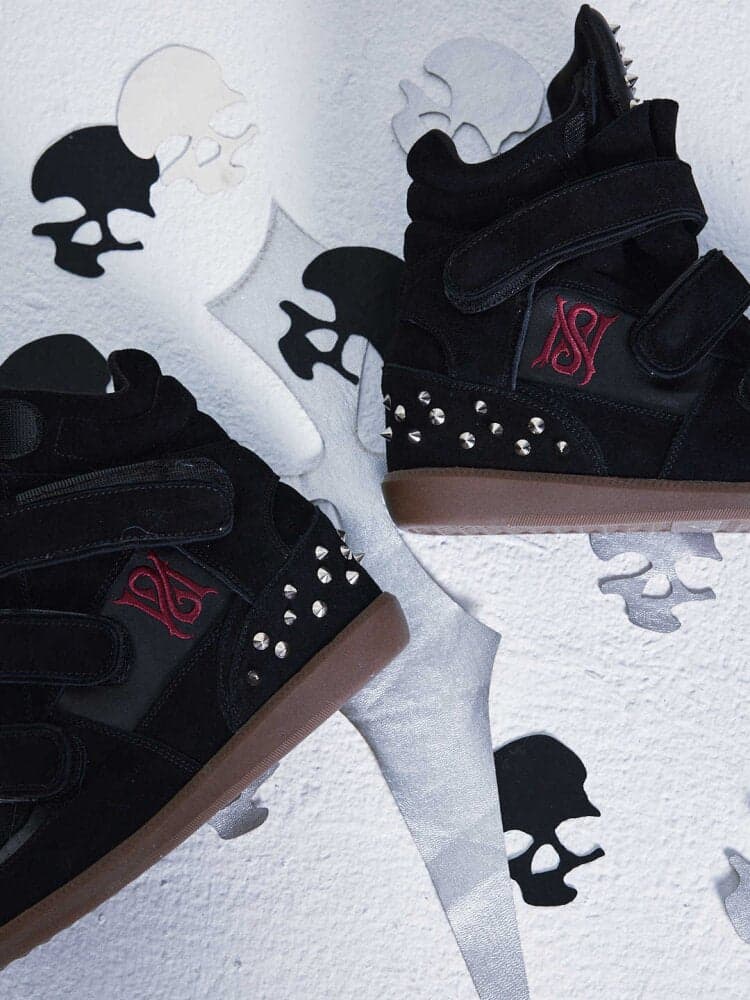 Cowhide Embroidered Wedge Sneakers - view 4