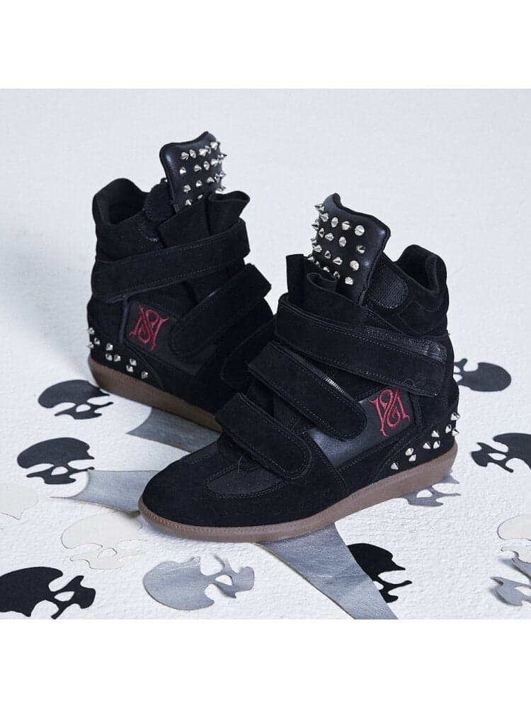 Cowhide Embroidered Wedge Sneakers - view 8