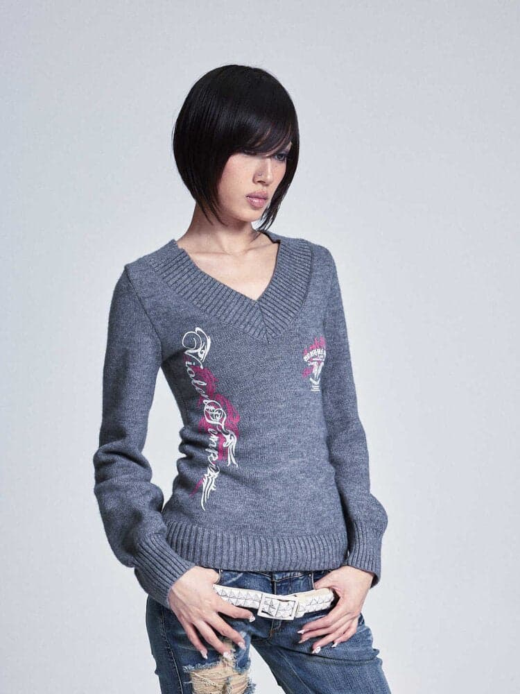 Soft Lantern Sleeve Printed Sweater - view 2