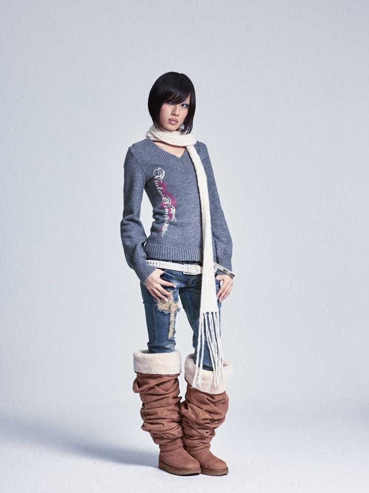 Soft Lantern Sleeve Printed Sweater - view 6