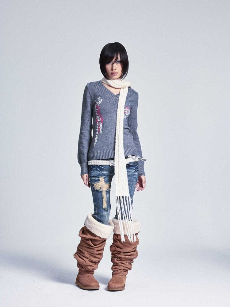 Soft Lantern Sleeve Printed Sweater - view 7